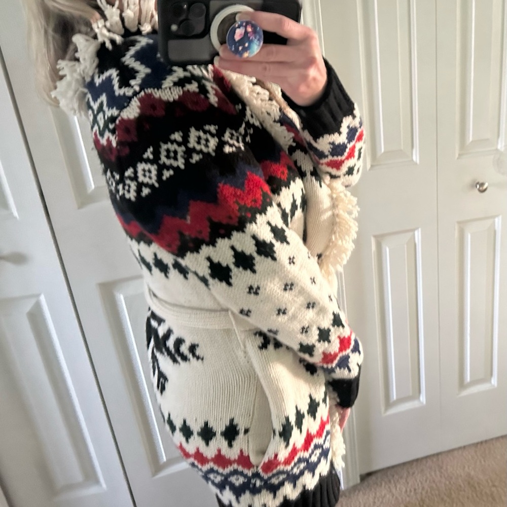 Polo by Ralph Lauren Black and Cream Fair Isle Cardigan - Picture 12 of 16